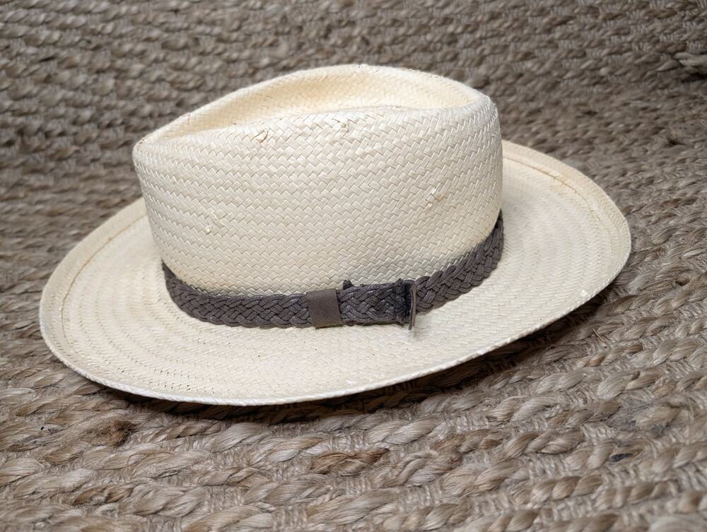 Country Gentleman "PLANTER" Straw Cowboy Hat Brown Band Men's L Western Outdoor